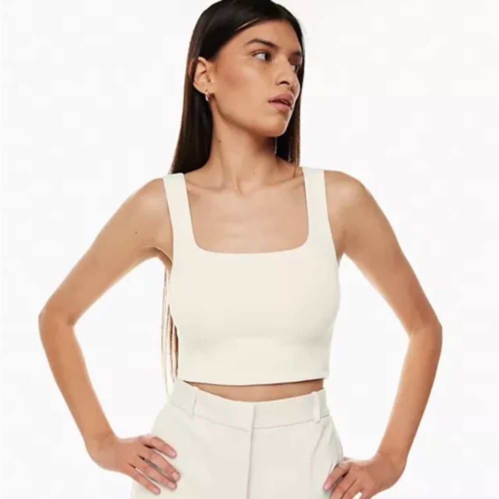 Aritzia Cream Square-Neck Crop Tank